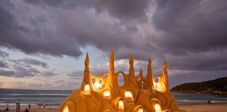 beautiful sand castle lights